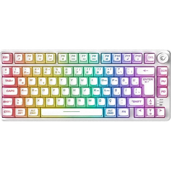Rampage Zephyra 75 Beyaz RGB Kablolu Membran Oyuncu Klavyesi Sessiz Tuş Formu ile Oyun İçin