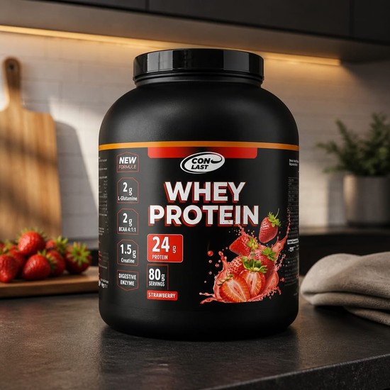 Conlast Whey Protein 2000G Çilek Aromalı %100 Protein 24 G Kas Gelişimi İçin Güvenli Toz