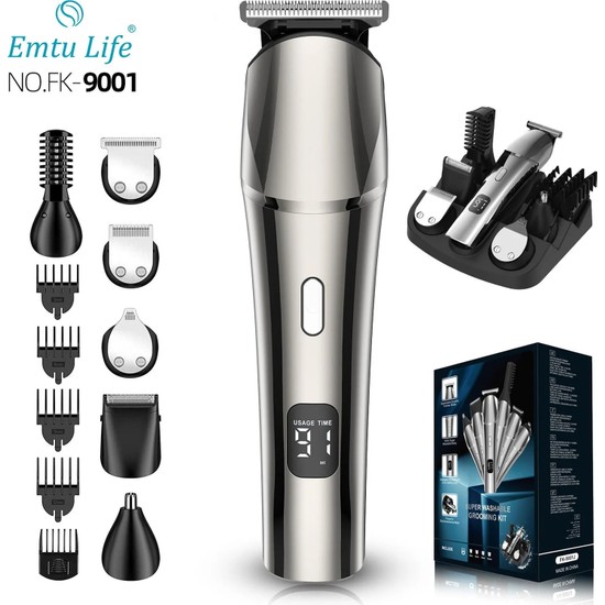 Emtu Life FK-9001 Erkek Bakım Kiti,saç Sakal ve Tüm Vücut Bakım Seti 6 In 1 -10W