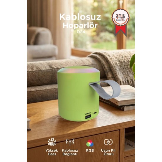 Torima Bluetooth Hoparlör SD USB Destekli Taşınabilir Speaker D24 Yeşil