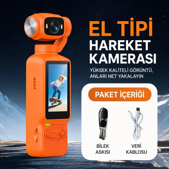Azurtech LK-032 El Tipi Mini Gimbal Spor Kamera 1080P HD Döner Lensli Action Camera