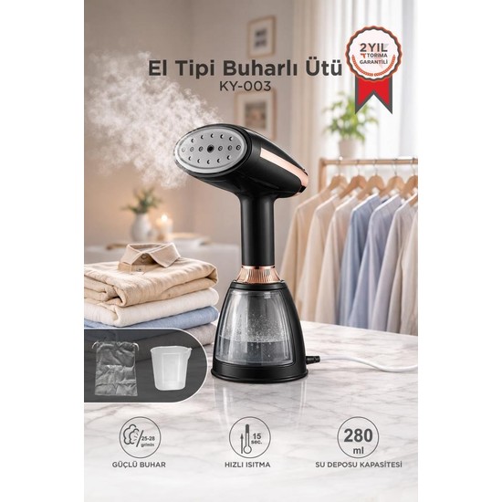 Torima Buharlı Ütü Kırışık Giderici Taşınabilir Dikey Seyehat Ütüsü 1500W KY003 Siyah
