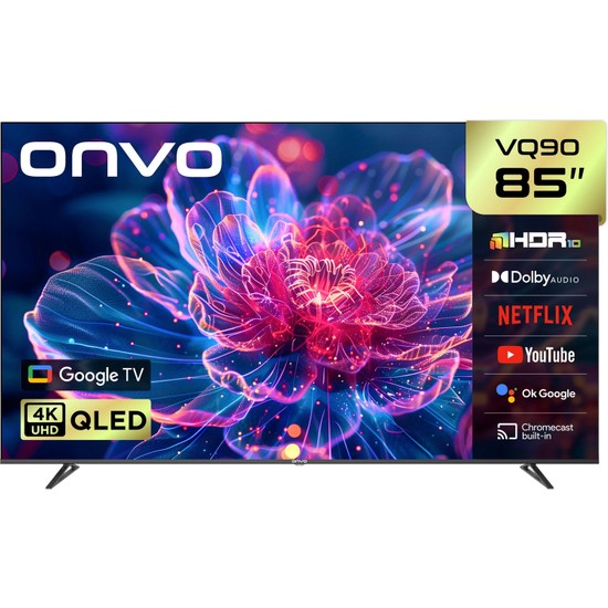 Onvo 85VQ90F3UA 85'' 216 Ekran Uydu Alıcılı 4K Ultra HD Google Smart QLED TV
