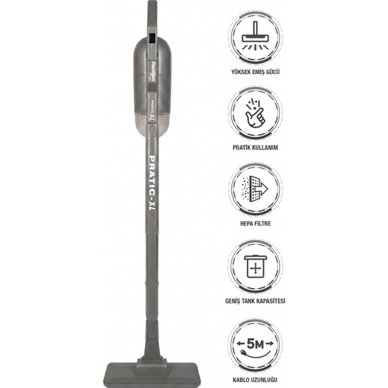 Fantom Pratik-XL P 1300 Dikey Süpürge 500 W Gri Toz Torbasız Kullanım ve