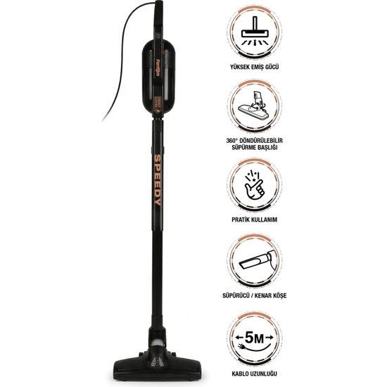 Fantom Speedy Pro Du 2100 Dikey Süpürge Siyah 1 L Toz Hacmi ile Ekonomik ve Kullanım Kolaylığı