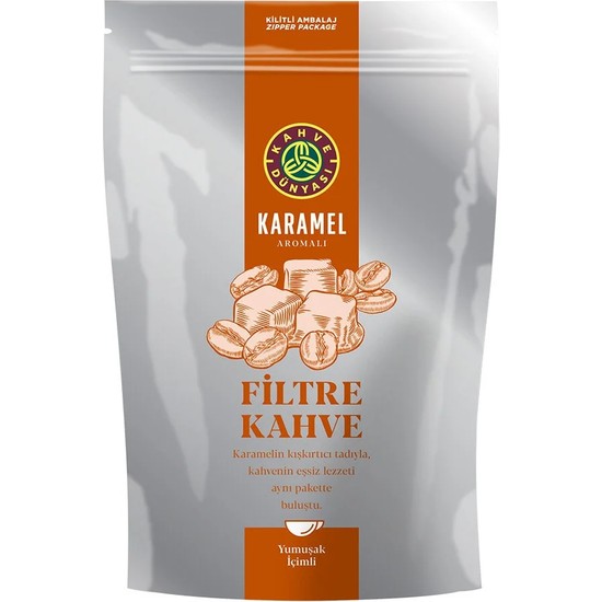 Kahve Dünyası Karamelli Filtre Kahve 250Gr Yumuşak İçimli Aromalı Öğütülmüş Kahve
