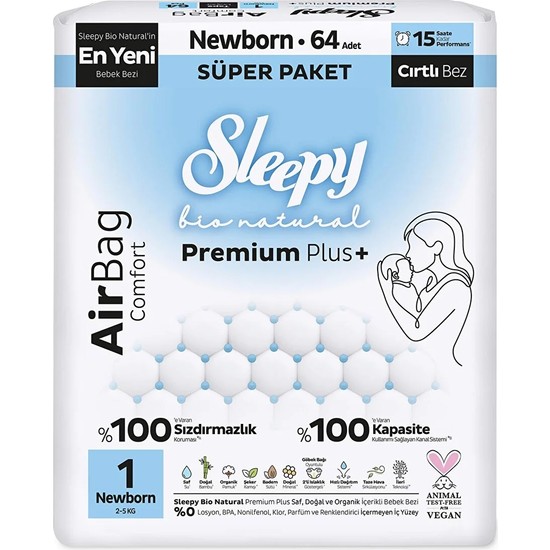 Sleepy Bio Natural Airbag 1 Beden 64 Adet