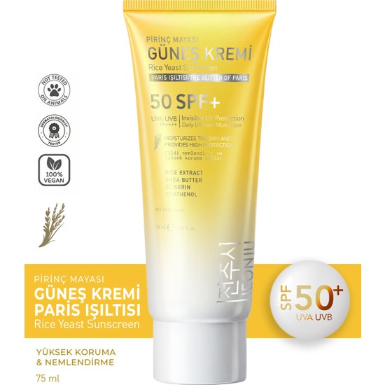 Jeonju Yüksek Korumalı Güneş Kremi 75 ml Paris Işıltısı SPF 50+ Tüm Cilt Tipleri İçin Doğal Görünüm