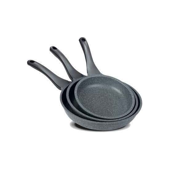 Thermoad 3 Parça Döküm Tava Seti 20-24-28 cm Gri Renkli Granit Malzeme ile Üstün Performans