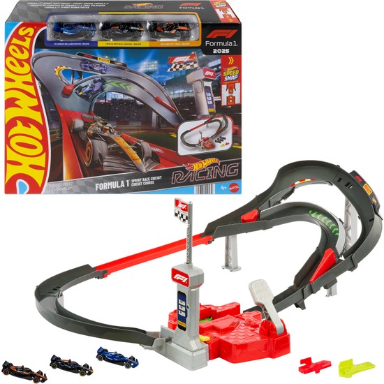 Hot Wheels Yarışları™ Formula 1® Temel Yarış Pisti ve 1:64 Ölçekli 3 Adet Metal Oyuncak Araba JNN32