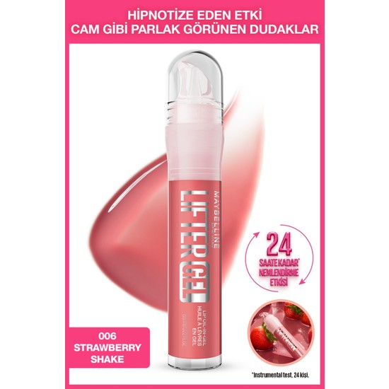 Maybelline New York Lifter Gel Ekstra Parlak 06 Strawberry Shake Dudak Parlatıcısı 24 Saat Nemlendirici