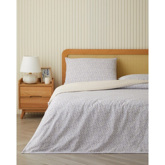 English Home Daisy Touch Kolay Ütülenir Tek Kişilik Nevresim Seti 160X220 cm Lila-Turuncu