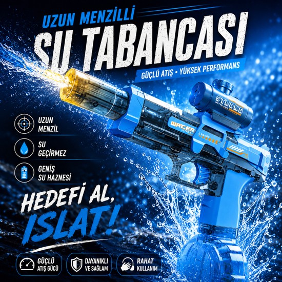 Robeve Şarjlı Otomatik Su Tabancası Oyuncak Şarjlı Geniş Su Hazneli Gerçekçi Geri Tepme Efektli Su Silahı – Yaz Eğlencesi, Havuz Oyuncağı Bahçe Oyuncağı Için Eğlenceli Şarjlı Su Tabancası Oyuncak