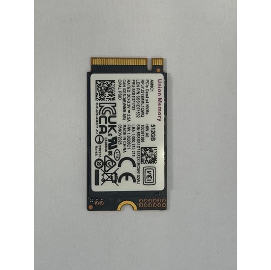 Lenovo Union Memory AM6C1 512GB SSD 2242 Pcle Gen4 X4 Nvme 6600/4500S
