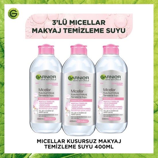 Garnier Micellar Kusursuz Makyaj Temizleme Suyu 400 ml Hassas Ciltler İçin Arındırıcı Etki