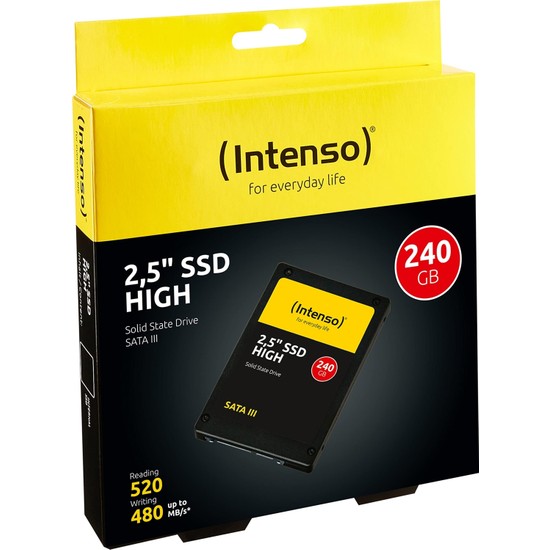 Intenso 2,5" SSD SATA 3 240 GB Okuma Hızı 500 MB/s Yazma Hızı 450 MB/s Yüksek Performans