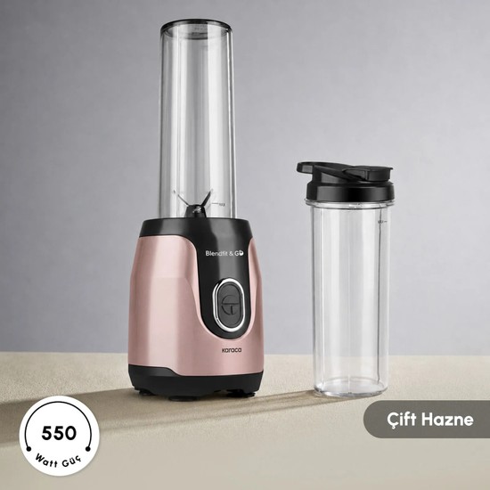 Karaca Blendfit Go Personal Kişisel Smoothie Blender Çift Hazne Rosegold 600ML & 400ML