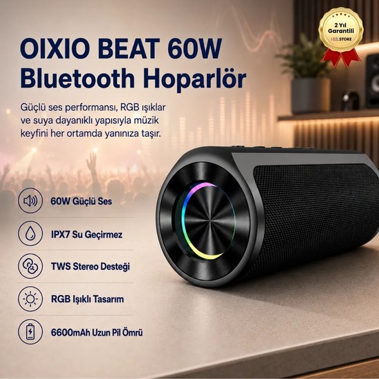 HZL BEAT 60W Su Geçirmez ipx7 Bluetooth AUX Sd Card Usb Yüksek Ses Kaliteli Hoparlör RGB Speaker