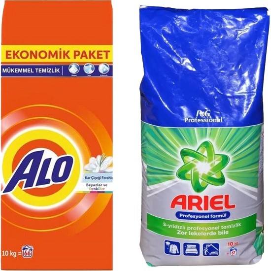 Ariel ve Alo 20 kg Beyazlar ve Renkliler İçin Toz Çamaşır Deterjanı 133 Yıkama Kar Çiçeği Kokusuyla