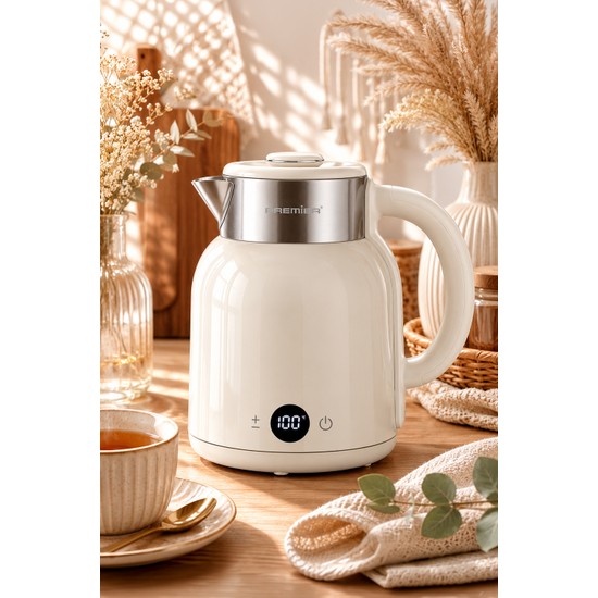 Premier Prk 2516E Paslanmaz Çelik Hazneli Dijital Göstergeli Su Isıtıcısı Cool Touch Kettle