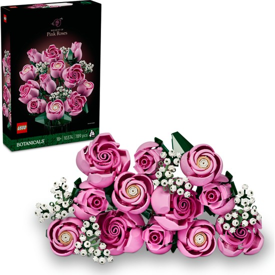 LEGO Botanicals Pembe Gül Buketi 10374 - Yetişkinler için 4 Bahar Çiçeği İçeren Dekoratif Çiçek Modeli Yapım Seti (789 Parça)