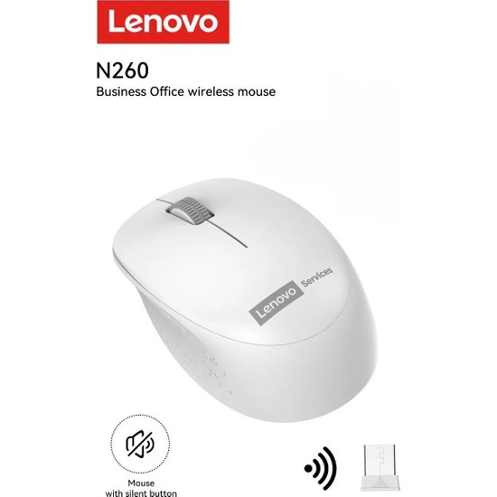 Lenovo N260 Kablosuz Sessiz Mouse Beyaz 870042253