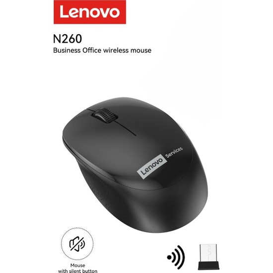 Lenovo N260 Kablosuz Sessiz Mouse Siyah 870042253