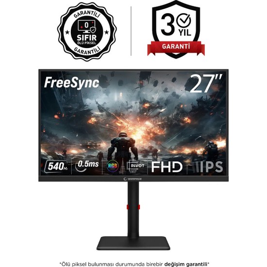 Rampage Prime  PR27R540FH 27 540Hz 0,5ms Fast IPS FHD Freesync RGB Pivot PC Flat Oyuncu Monitörü