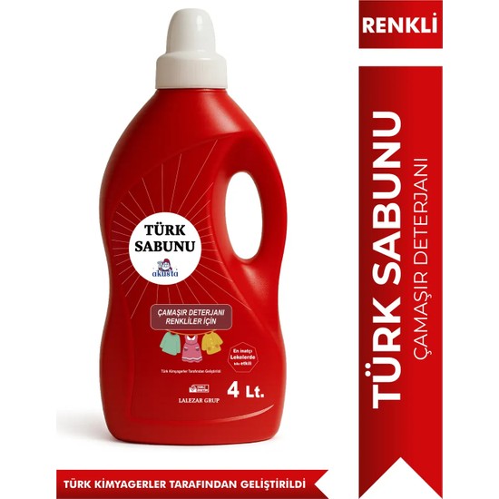 Akusta Türk Sabunu Renkliler Için Çamaşır Deterjanı 4 Lt