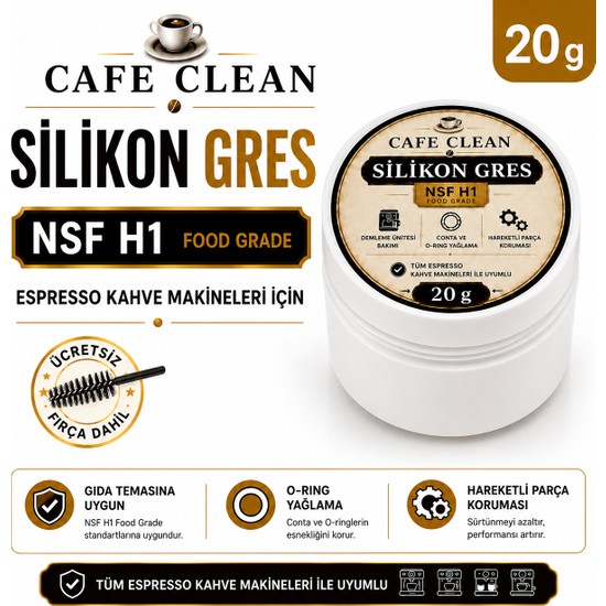 Cafe Clean Espresso Kahve Makinesi Gıda Onaylı Silikon Gres Yağı - Nsf H1 Uluslararası Sertifikalı - 20 G