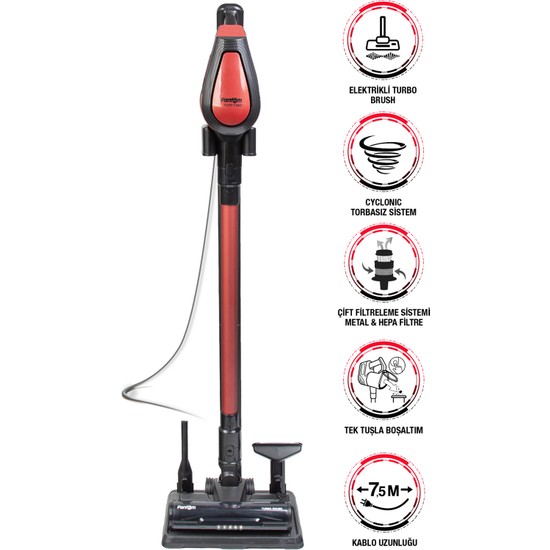 Fantom Pluto P 6000 Cyclone Dikey Elektrikli Süpürge Toz Torbasız 1 Litre Kapasite ile Pratik Kullanım