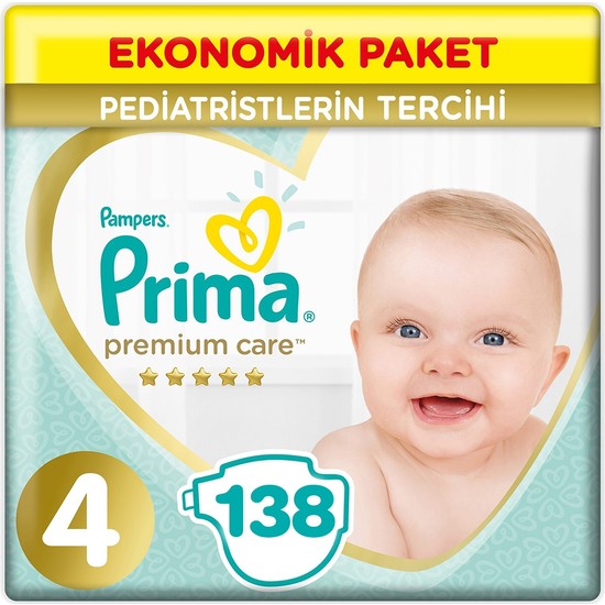 Prima Premium Care 4 Beden Bantlı Bebek Bezi 9-14 Kg 138 Adet Ekstra Yumuşak 3*46