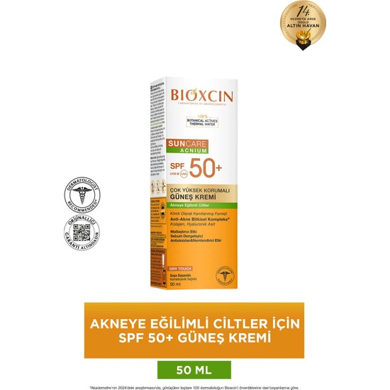 Bioxcin SPF 50+ Güneş Kremi 50 ml Akneye Eğilimli Ciltler İçin Çok Yüksek Koruma Sağlayan Krem