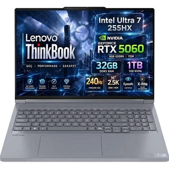 Lenovo Thinkbook 16P 21R0001LTX Ultra 7 255HX 32GB 1tb SSD Rtx 5060 8gb 240Hz 16 2560X1600 Freedos Dizüstü Bilgisayar