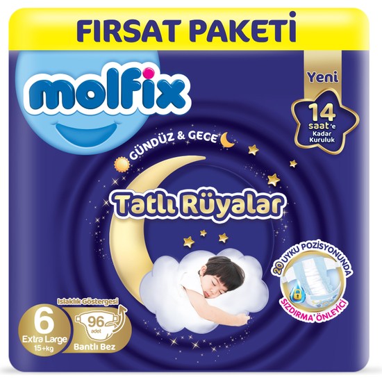 Molfix Tatlı Rüyalar Fırsat Paketi 6 Beden Extra Large 96 Adet