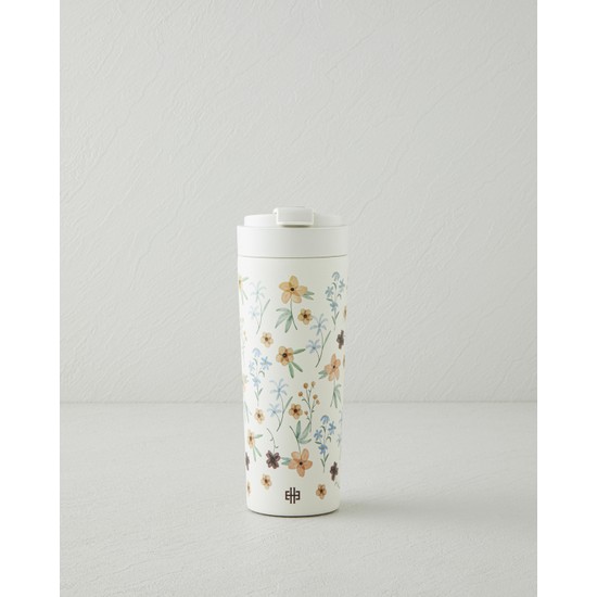 English Home Good Mood Florinox Çelik Termos 500 ml Krem Sızdırmaz Kapaklı Uzun Süre Sıcak/Soğuk