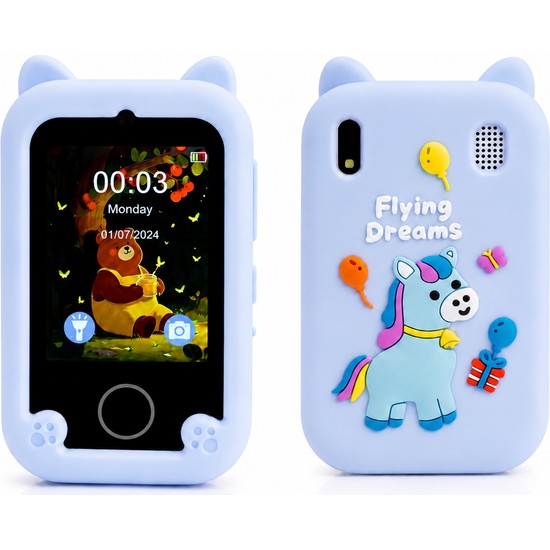 Bubitechh C13 Çocuk Için Fotoğraf Makinesi Telefon Görünümlü Dijital Kamera Video Kameralı Müzik Oyun El Feneri Mavi