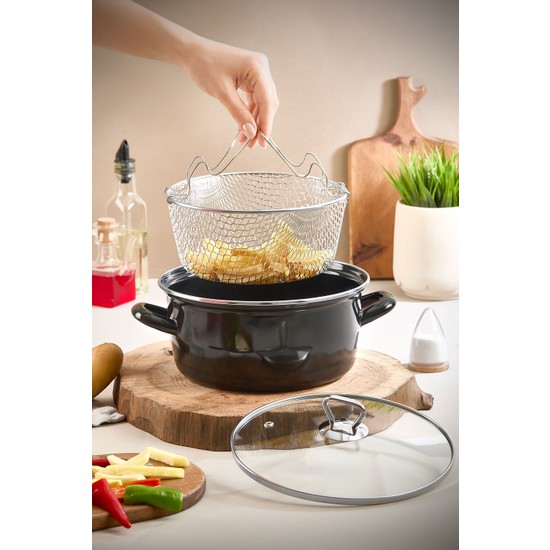 Seral Crispy 22 cm Emaye Kızartma Tenceresi