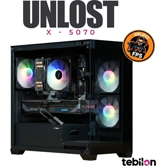Tebilon Unlost X-Amd Ryzen 7500X3D-GIGABYTE Gamıng Geforce Rtx 5070 12GB-GIGABYTE B650M S2H16GB-1TB Ssd-Oem Paket