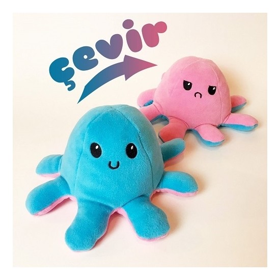 Favorim50Ton Mavi Pembe Mod Değiştiren Ahtapot Peluş Oyuncak Kız Çocuklar İçin Yumuşak Aksesuar