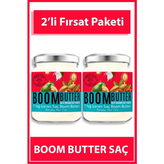 Boom Butter Saç Bakım Yağı - 7 Doğal Yağ ile Zenginleştirilmiş İkili Paket, Günlük Kullanıma Uygun, Canlı ve Parlak Saçlar İçin