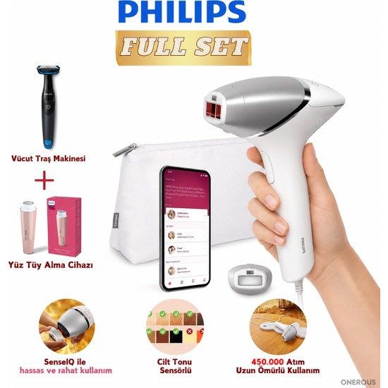 Philips Ipl Lazer Epilasyon Cihazı Ev Tipi Geniş Vücut Başlıklı Işık Atımlı Tüy Azaltıcı Full Set Kaliteli
