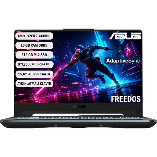 Asus Tuf Gaming A15 Amd Ryzen 7 7445HS 16GB 512GB SSD RTX3050 15.6" Fhd Freedos FA506NCG-HN286