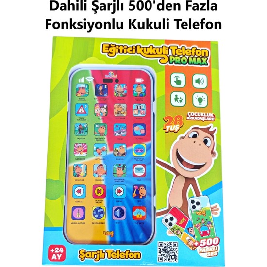 Brother Toys Şarjlı Kukuli Telefon Pro Max Dokunmatik 500+ Fonksiyonlu Türkçe Sesli Işıklı Müzikli Lisanslı