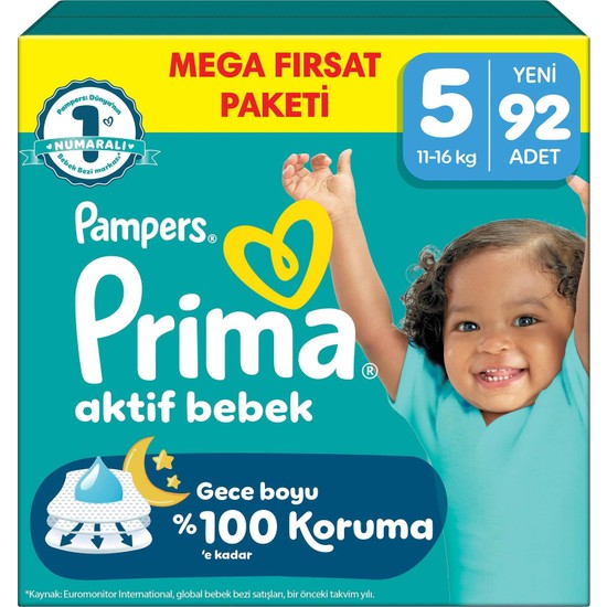 Prima Aktif Bebek Mega Fırsat Paketi 5 Beden 92 Adet
