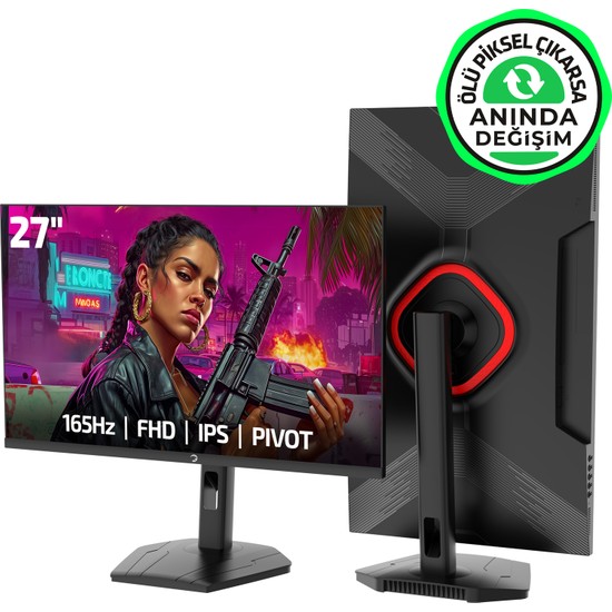 GamePower Lunis L30 27'' 165Hz 1Ms IPS FHD Pivot Gaming Monitör (Ölü Pikselde Anında Değişim)