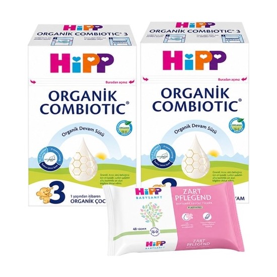 Hipp 3 Organik Devam Sütü Combiotic 600GRX2 Adet (Islak Mendil H
