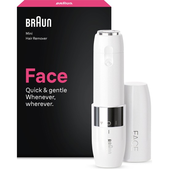 Braun FS1000 Mini Yüz Tüy Alma Makinesi Pil ve Temizleme Fırçası, Seyahat Boy, Kablosuz Kullanım