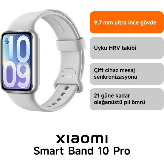 Xiaomi Smart Band 10 Pro Silver - Akıllı Bileklik Gümüş (Xiaomi Tr Garantili)