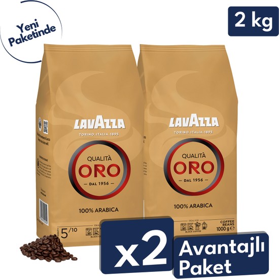 Lavazza Qualita Oro Çekirdek Kahve 1 kg x 2 Adet